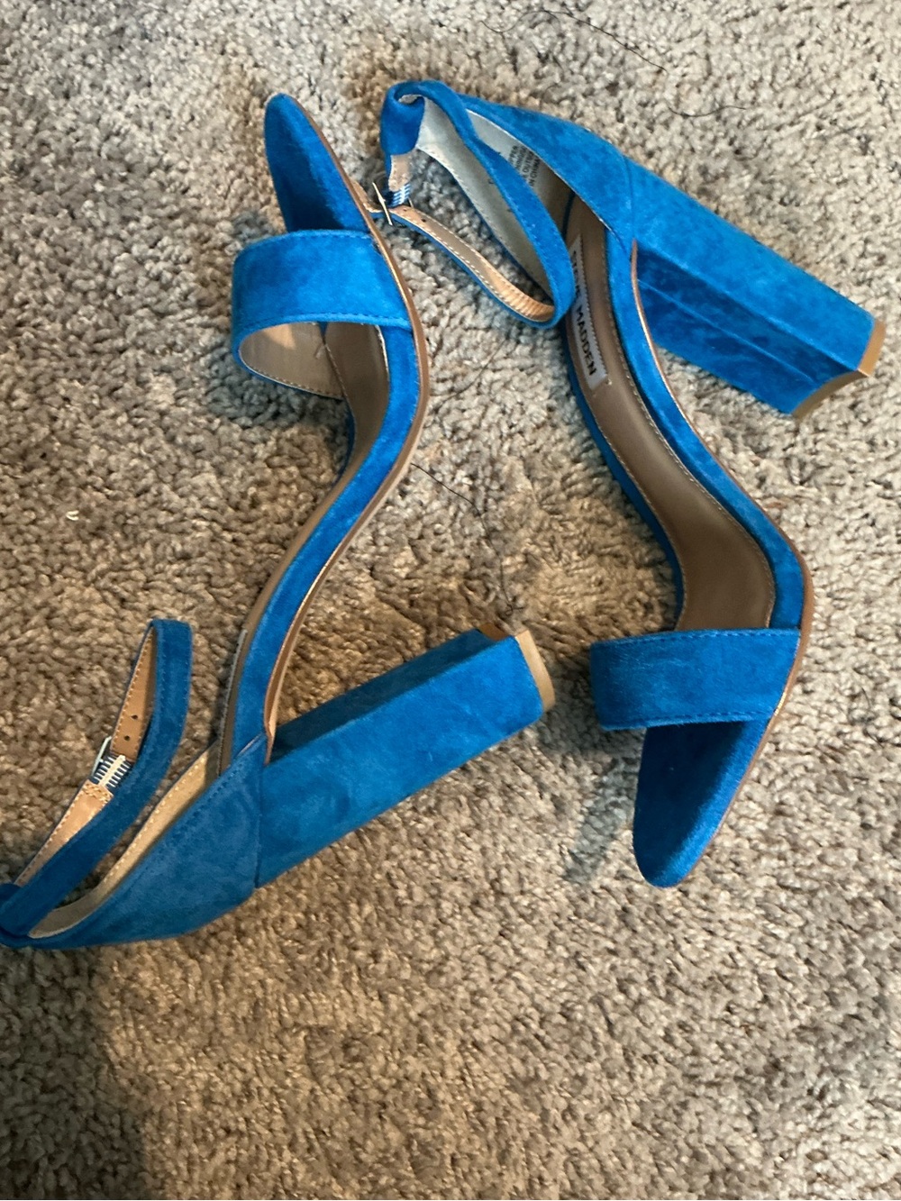 Steve Madden Bright Blue Suede Block Heel Sandals